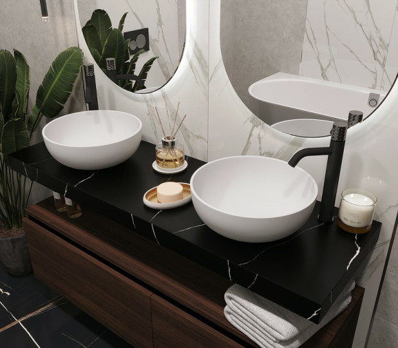 Столешница под раковину Boheme Armadi Art Flat 140 869-140-NM Черный мрамор