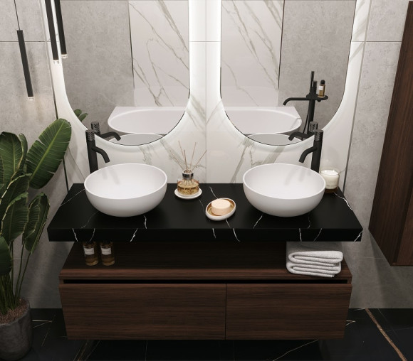 Столешница под раковину Boheme Armadi Art Flat 140 869-140-NM Черный мрамор