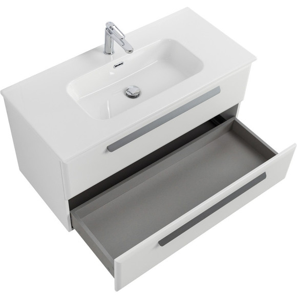 Тумба под раковину Cezares Eco-Cer-N 100 ECO-CER-N-1000-2C-SO-BO подвесная Bianco Opaco без ручек