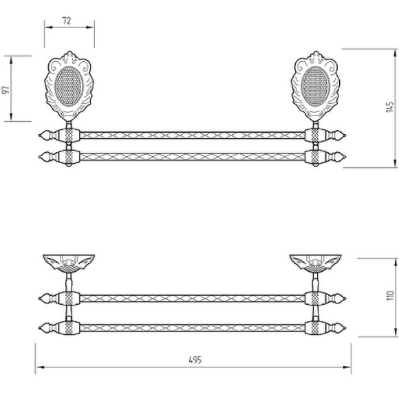 Полотенцедержатель Migliore Cleopatra 16672 двойной Хром Полотенцедержатель Migliore Cleopatra 16672 двойной Хром