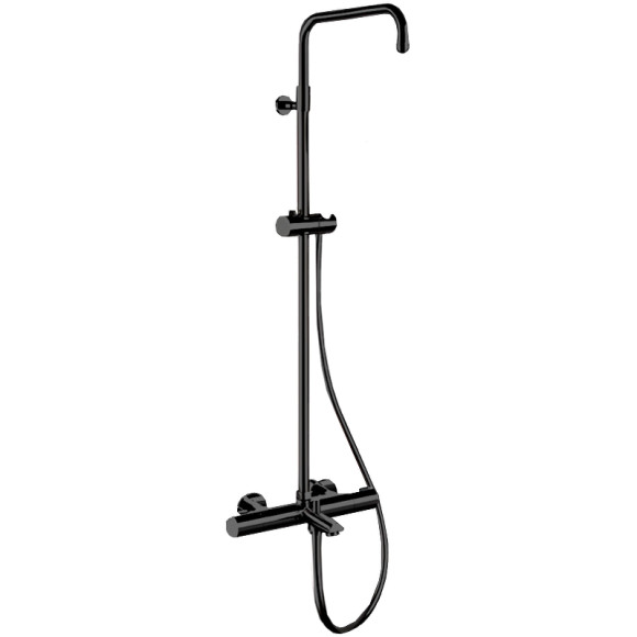 Душевая система Remer Elegance EQ34ASSDNO с термостатом Черная матовая