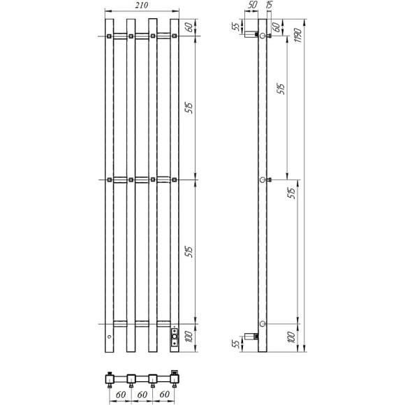 Электрический полотенцесушитель Point Гермес PN13832B П3 180x1200 диммер справа Черный Электрический полотенцесушитель Point Гермес PN13832B П3 180x1200 диммер справа Черный