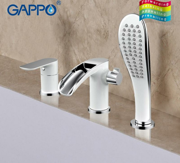 Смеситель на борт ванны Gappo G48 G1148-8 Белый Хром