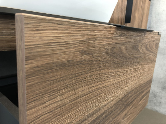 Тумба с раковиной Comforty Штутгарт 60 00004151039 подвесная Дуб темно-коричневый Черная столешница