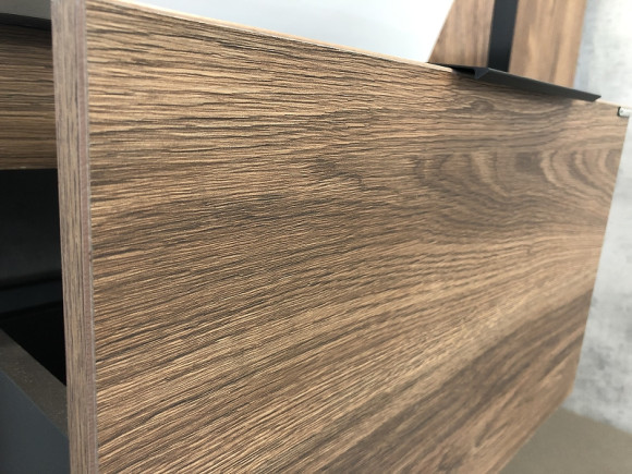 Тумба с раковиной Comforty Штутгарт 60 00004151039 подвесная Дуб темно-коричневый Черная столешница