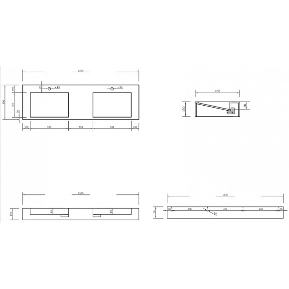 Раковина Abber Stein 152 AS2643-1.5 двойная Белая матовая