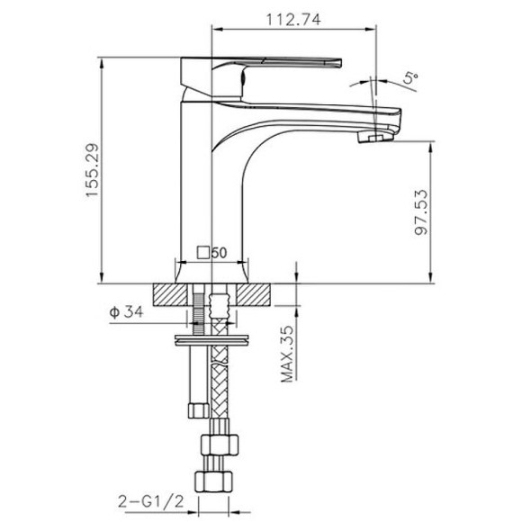 Смеситель для раковины Caprigo Atlantic 51-020-crm Хром