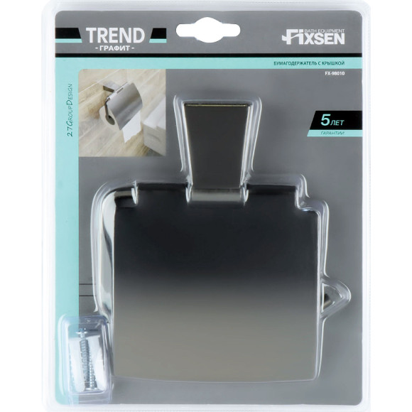 Держатель туалетной бумаги Fixsen Trend Graphite FX-98010 с крышкой Черный графит