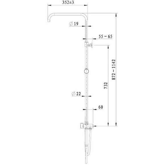 Душевая штанга Omnires Uni UN10042CR Хром Душевая штанга Omnires Uni UN10042CR Хром