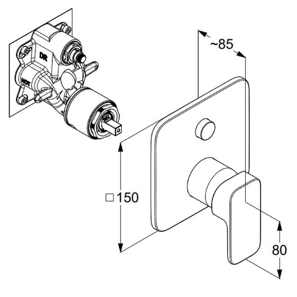 Смеситель для душа Kludi Renon 427593975 Черный матовый Смеситель для душа Kludi Renon 427593975 Черный матовый