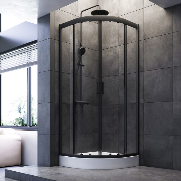 Душевой уголок AM.PM Gem 80х80 W90G-401-080BT профиль Черный матовый стекло прозрачное Душевой уголок AM.PM Gem 80х80 W90G-401-080BT профиль Черный матовый стекло прозрачное
