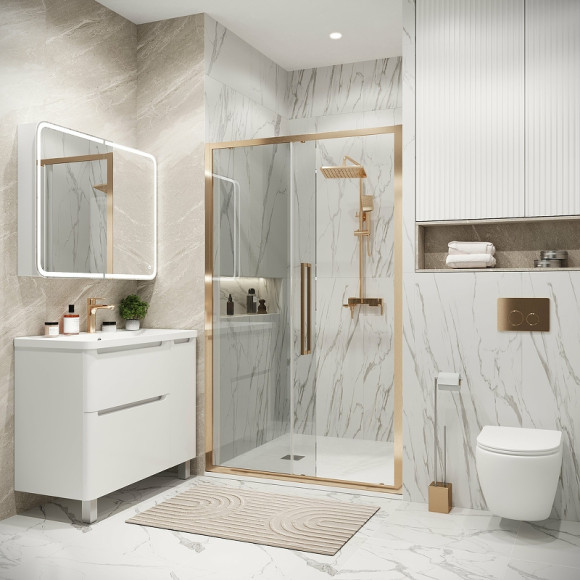 Душевая дверь Grossman Cosmo 100 100.K33.02.100.32.00 профиль Золото сатин стекло прозрачное Душевая дверь Grossman Cosmo 100 100.K33.02.100.32.00 профиль Золото сатин стекло прозрачное