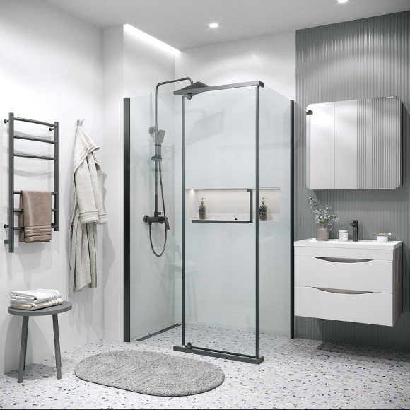 Душевая стенка Grossman Pragma 90 200.K33.03.90.21.00 профиль Черный матовый стекло прозрачное