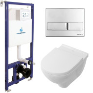 Комплект унитаза Villeroy&Boch O Novo 5660H101 с инсталляцией Koller Pool DUNE 1200SL+Neon с сиденьем Микролифт и клавишей смыва Хром Комплект унитаза Villeroy&Boch O Novo 5660H101 с инсталляцией Koller Pool DUNE 1200SL+Neon с сиденьем Микролифт и клавишей смыва Хром