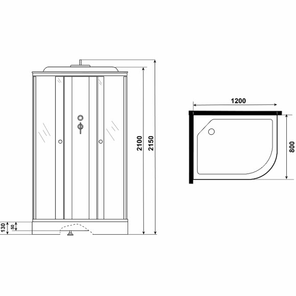Душевая кабина Niagara Eco 120x80 L E120/80/13L/MT без гидромассажа Душевая кабина Niagara Eco 120x80 L E120/80/13L/MT без гидромассажа