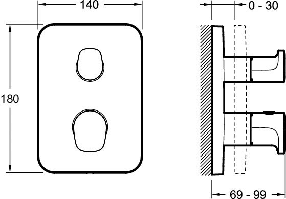 Смеситель для душа Jacob Delafon Modulo E75389-CP с термостатом Хром