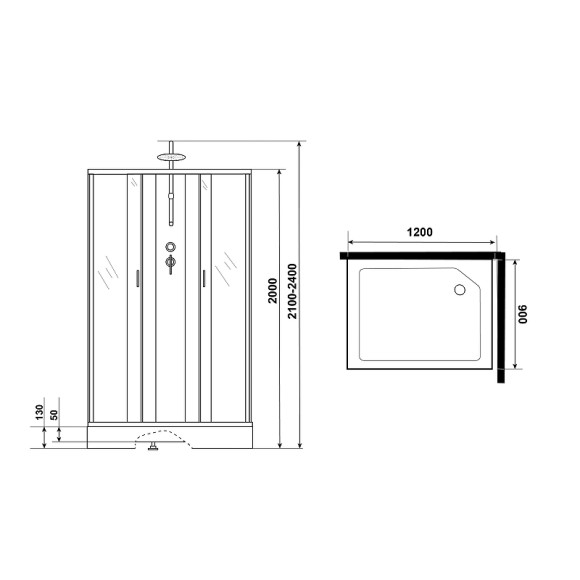 Душевая кабина Niagara Classic 120х90 NG-43295-14QBKTG с гидромассажем