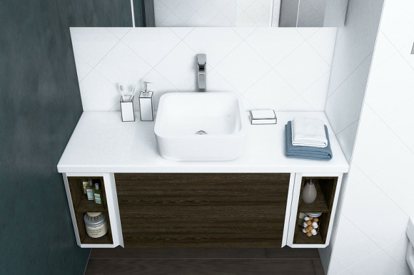 Тумба под раковину Aquaton Брук 80 1A202001BCDF0 подвесная Дуб феррара