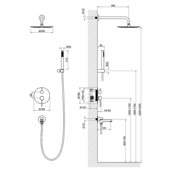 Душевая система Timo Saona SX-2379/17SM Золото матовое
