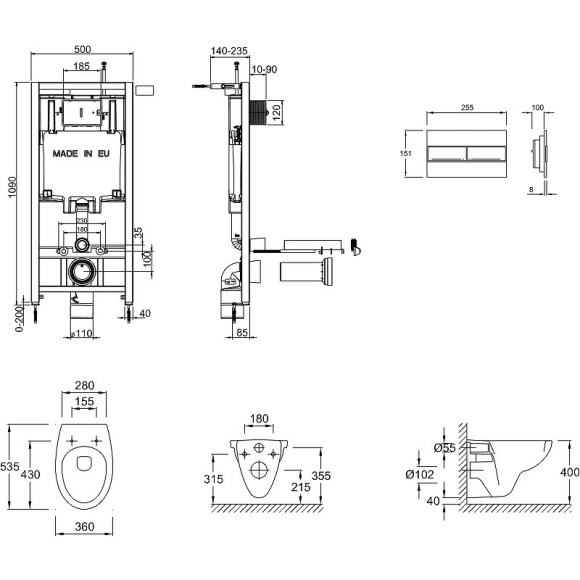 Комплект унитаза с инсталляцией Jacob Delafon Patio E21734RU-00 с сиденьем Микролифт и клавишей смыва Хром Комплект унитаза с инсталляцией Jacob Delafon Patio E21734RU-00 с сиденьем Микролифт и клавишей смыва Хром