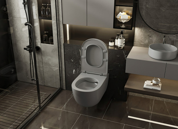 Унитаз Abber Bequem AC1104MG подвесной Серый матовый с сиденьем Микролифт Унитаз Abber Bequem AC1104MG подвесной Серый матовый с сиденьем Микролифт