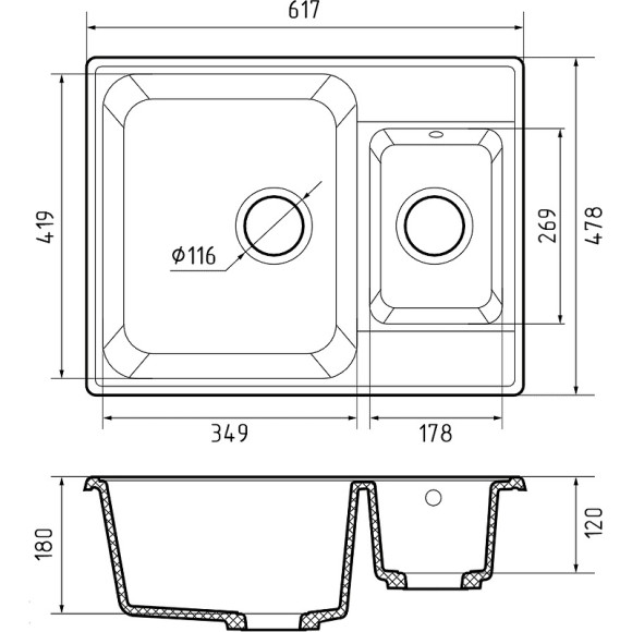 Кухонная мойка GranFest Quarz GF-Z09 Темно-серая