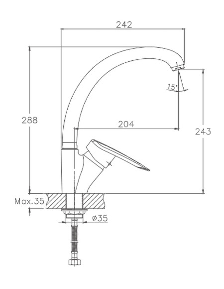 Смеситель для кухни Haiba HB4107-2 Хром