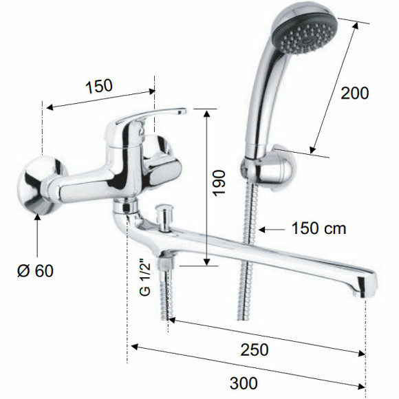 Смеситель для ванны Remer Серия 35 F492 универсальный Хром Смеситель для ванны Remer Серия 35 F492 универсальный Хром
