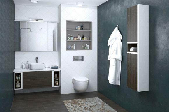 Зеркальный шкаф Aquaton Брук 80 1A200602BC010 с подсветкой Белый