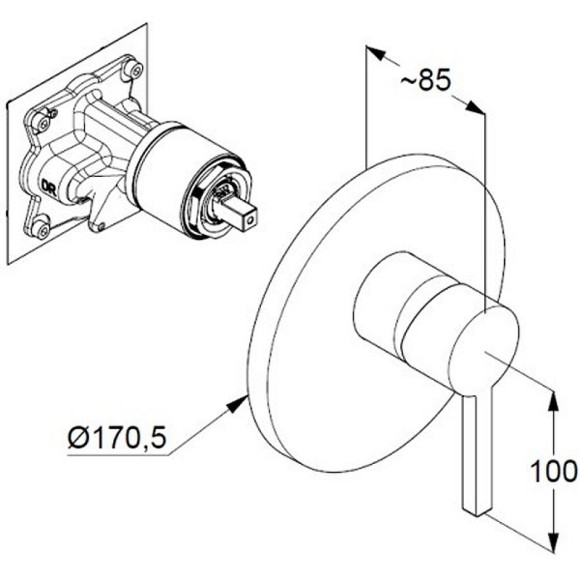 Смеситель для душа Kludi Nova Fonte Puristic 206550515 Хром Смеситель для душа Kludi Nova Fonte Puristic 206550515 Хром