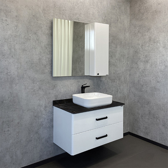 Тумба с раковиной Comforty Амстердам 95 00-00014001 подвесная Белая глянцевая Калакатта Блэк Тумба с раковиной Comforty Амстердам 95 00-00014001 подвесная Белая глянцевая Калакатта Блэк