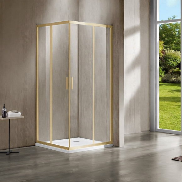 Душевой уголок Vincea Garda 100x80 VSS-1G8010CLG профиль Брашированное золото стекло прозрачное