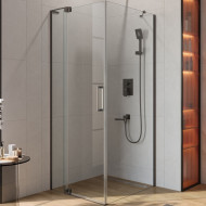Душевой уголок Cezares Slider 90x80 SLIDER-AH-1-80-80/90-C-GM профиль Оружейная сталь стекло прозрачное