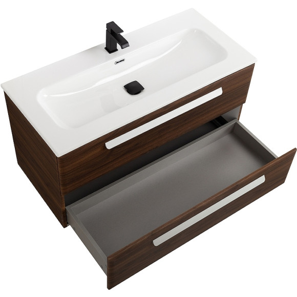 Тумба под раковину Cezares Eco-Cer-N 100 ECO-CER-N-1000-2C-SO-NCS-P подвесная Орех шоколад Софт без ручек