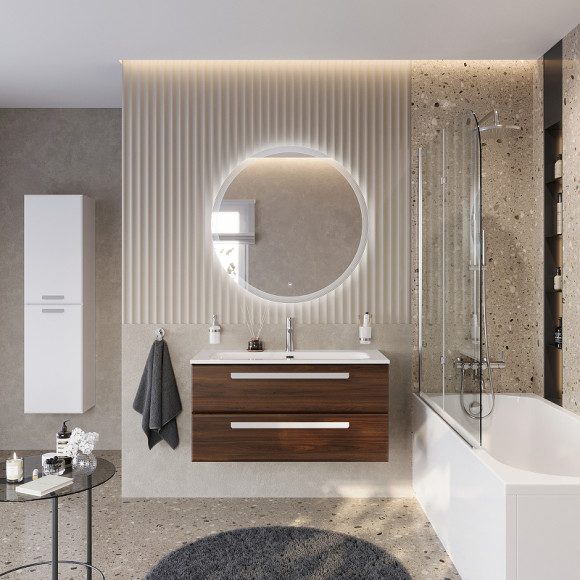 Тумба под раковину Cezares Eco-Cer-N 100 ECO-CER-N-1000-2C-SO-NCS-P подвесная Орех шоколад Софт без ручек