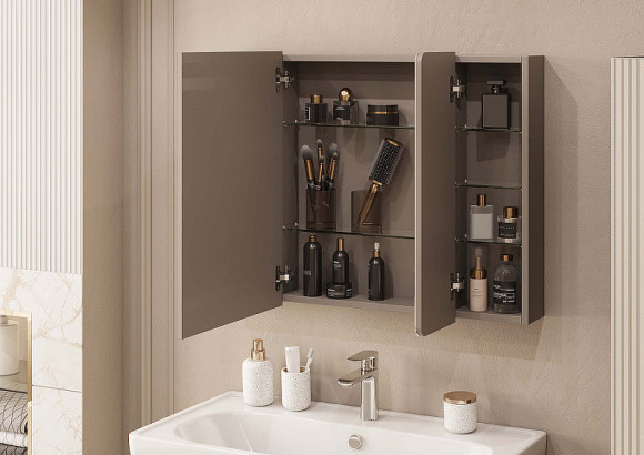 Зеркальный шкаф Aquaton Ар-Деко 85 1A280602DD6E0 Кашемир