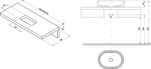 Столешница под раковину Ravak Formy L 120 X000000832 Белая