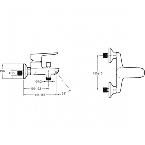 Смеситель для ванны Jacob Delafon Oscar E29844-CP Хром