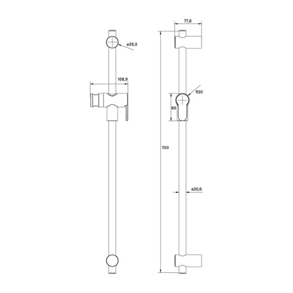 Душевая штанга Iddis Ray RAY70C0i17 Хром Душевая штанга Iddis Ray RAY70C0i17 Хром