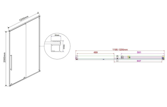 Душевая дверь Vincea Arno 120 VPS-1A120CG профиль Хром стекло тонированное