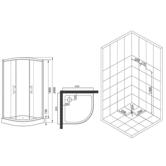 Душевой уголок Esbano ESR-8005 80х80 ESUGR8005 профиль Хром стекло рифленое