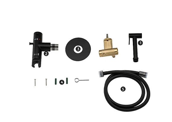 Гигиенический душ со смесителем Gappo G7290-6 с термостатом Черный матовый Гигиенический душ со смесителем Gappo G7290-6 с термостатом Черный матовый