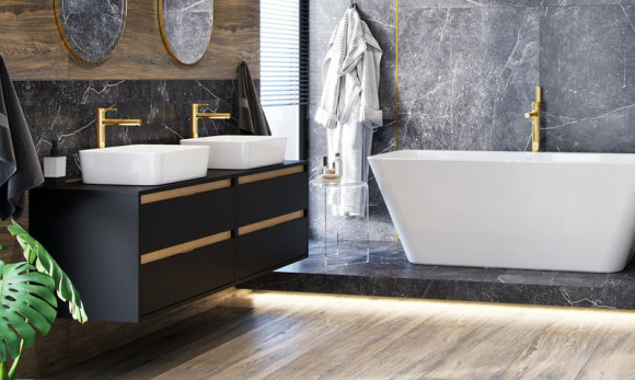 Тумба под раковину Excellent Tuto 80 MLEX.0104.800.BKBL подвесная Черный матовый Дуб