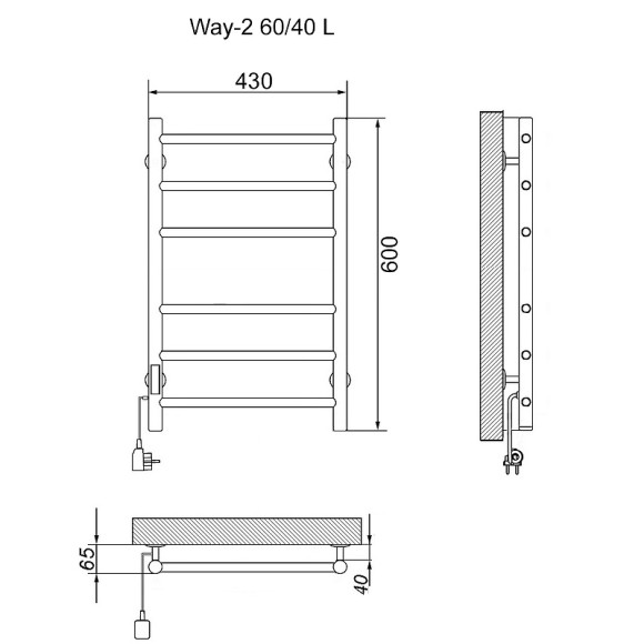 Электрический полотенцесушитель Ника Way-2 60/40 Хром Электрический полотенцесушитель Ника Way-2 60/40 Хром