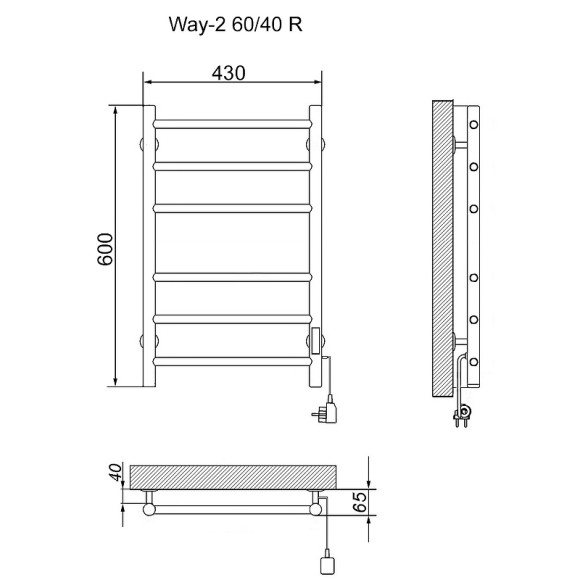 Электрический полотенцесушитель Ника Way-2 60/40 Хром Электрический полотенцесушитель Ника Way-2 60/40 Хром