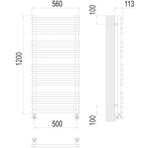 Водяной полотенцесушитель Terminus Кремона П18 500х1200 4670078530684 Хром, нижнее подключение, G 1/2" ВР, с комплектом вентилей Водяной полотенцесушитель Terminus Кремона П18 500х1200 4670078530684 Хром, нижнее подключение, G 1/2" ВР, с комплектом вентилей