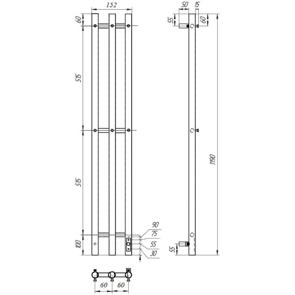 Электрический полотенцесушитель Point Деметра PN12822GB П3 120x1200 диммер справа Графит блеск Электрический полотенцесушитель Point Деметра PN12822GB П3 120x1200 диммер справа Графит блеск
