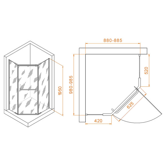 Душевой уголок RGW Passage PA-091 100x90 35089190-11 профиль Хром стекло прозрачное