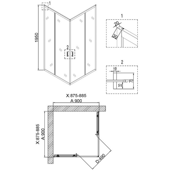 Душевой уголок Niagara Nova 90х90 NG-6608-08 профиль Хром стекло прозрачное Душевой уголок Niagara Nova 90х90 NG-6608-08 профиль Хром стекло прозрачное