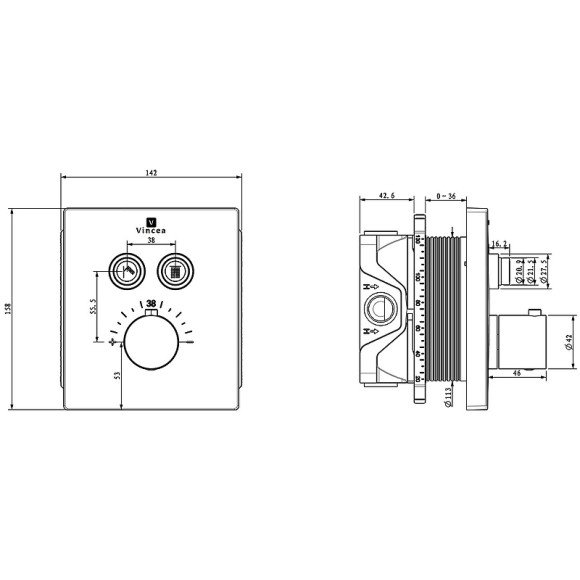 Душевая система Vincea Inspire VSFW-3I21T2CH с термостатом Хром Душевая система Vincea Inspire VSFW-3I21T2CH с термостатом Хром